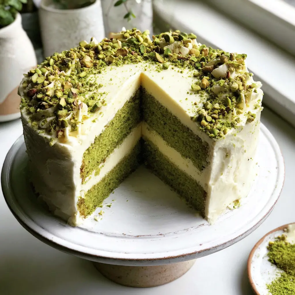 matcha white chocolate cake - final presentation