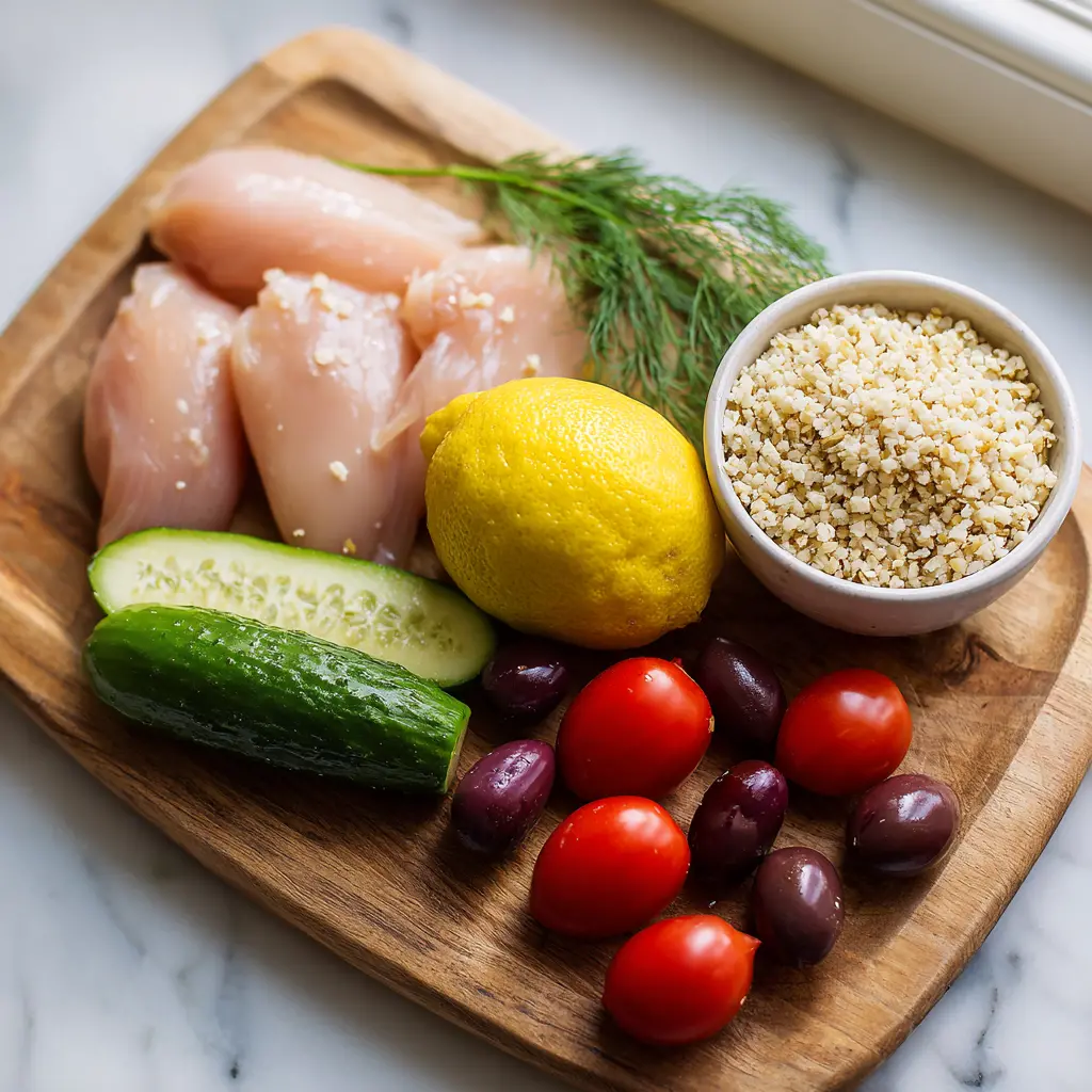 mediterranean chicken bulgur bowl - main ingredients