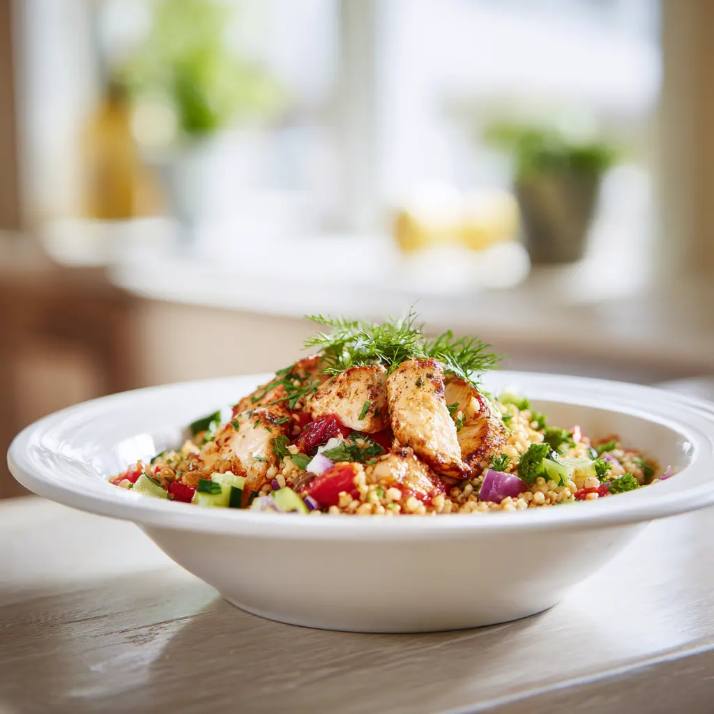 mediterranean chicken bulgur bowl - final presentation