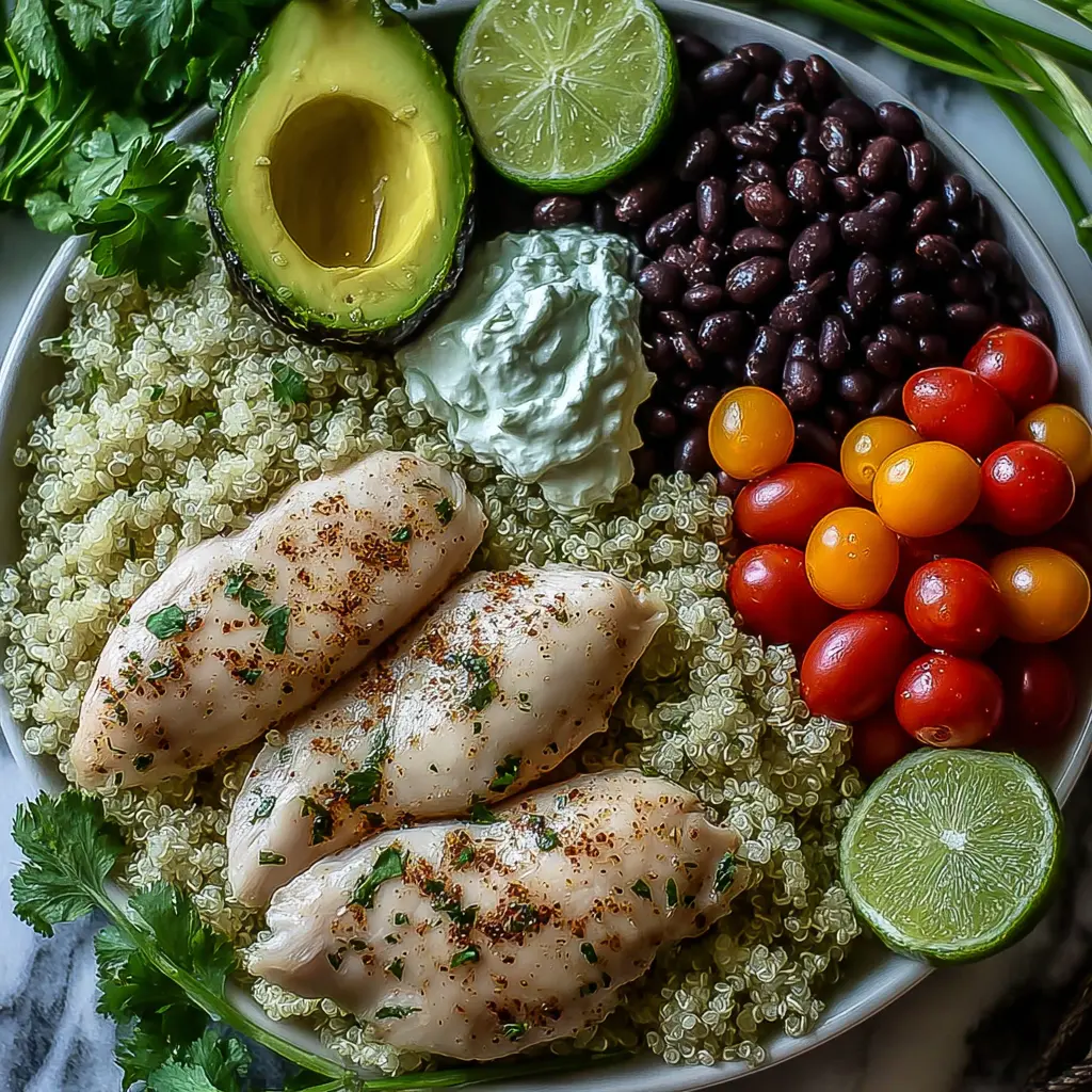 mediterranean chicken quinoa bowl - main ingredients