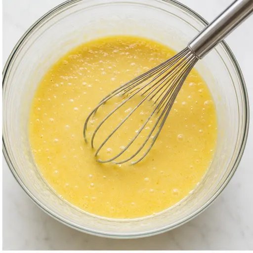Whisk melted butter and sugar with eggs