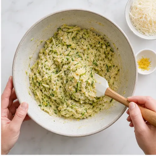 Step 2: Mixing the zucchini mixture in a bowl