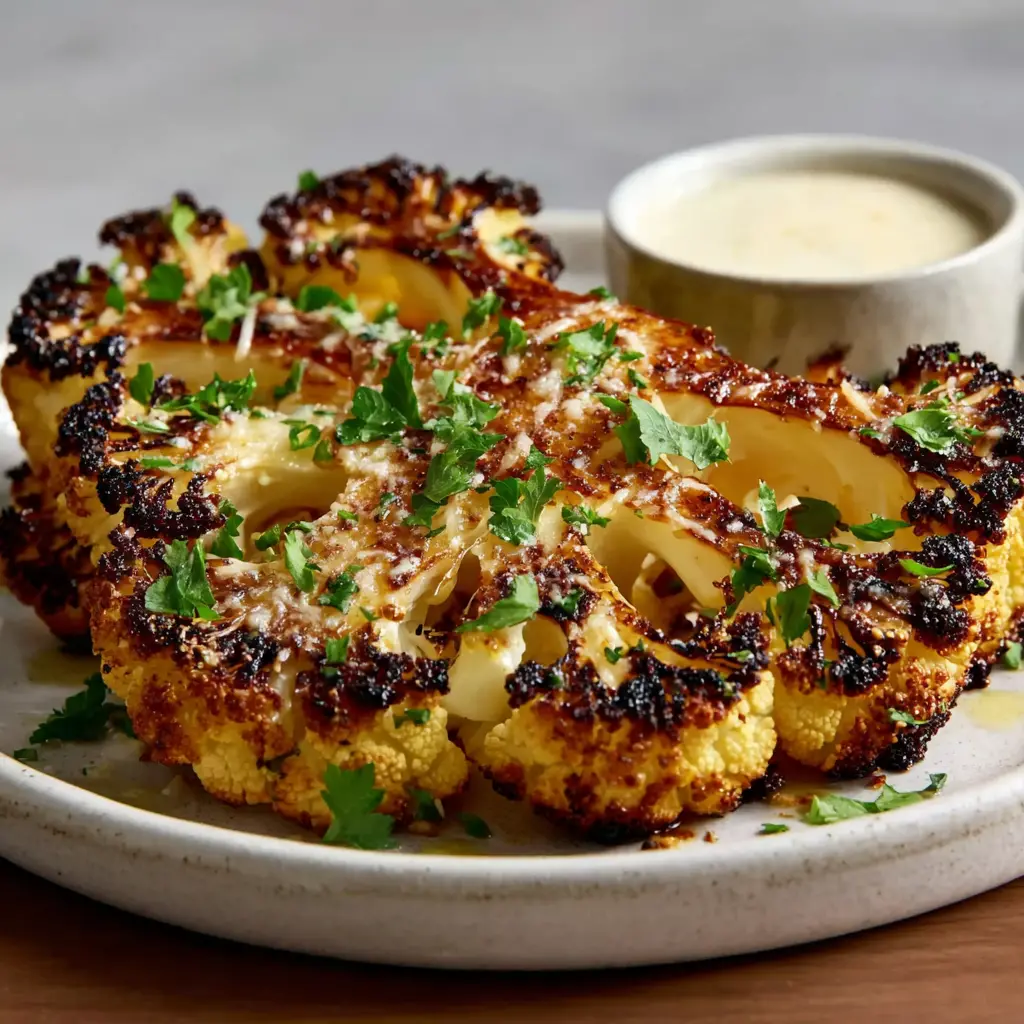 roasted parmesan cauliflower steak - final presentation