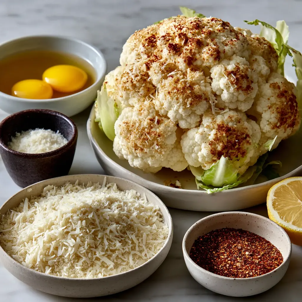 roasted parmesan cauliflower steak - main ingredients