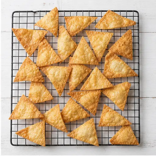 Step 2: Baking golden crispy wonton chips