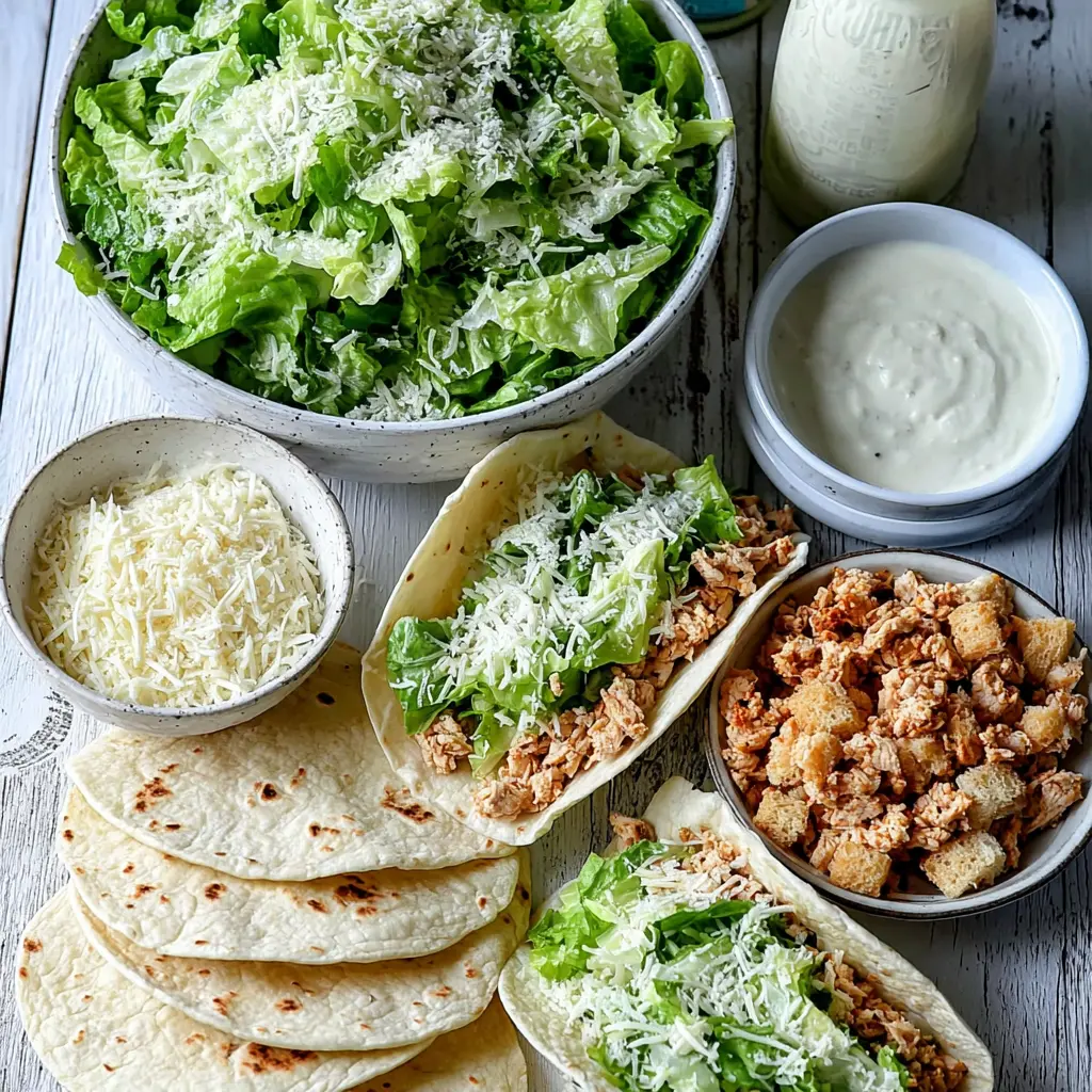 smash chicken caesar tacos - main ingredients