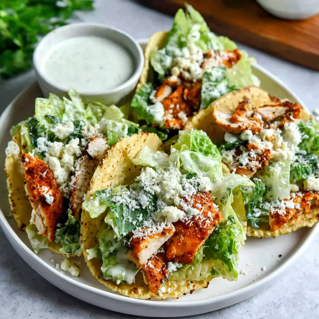 smash chicken caesar tacos - final presentation