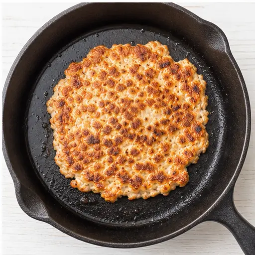 Step 4: Flipping to reveal the golden-brown crispy crust