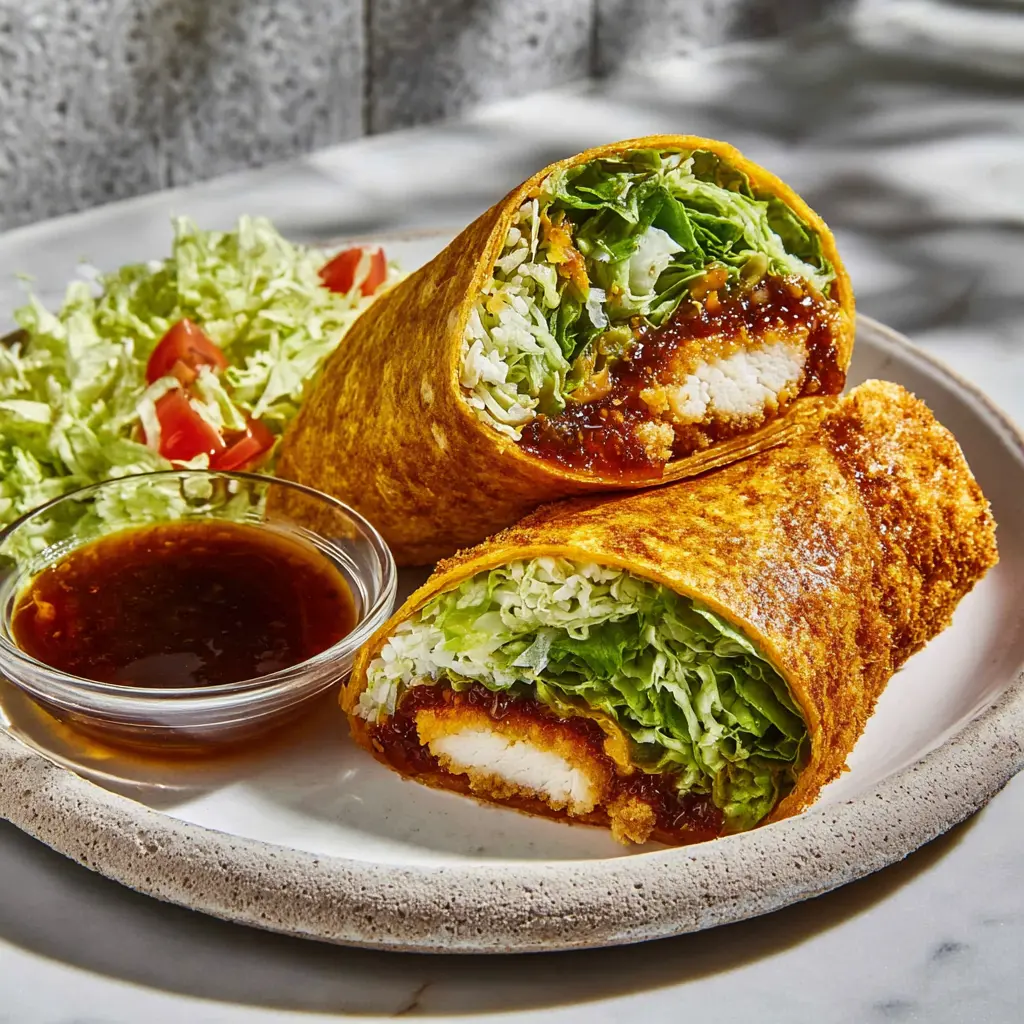 spicy honey chicken rice wrap - final presentation