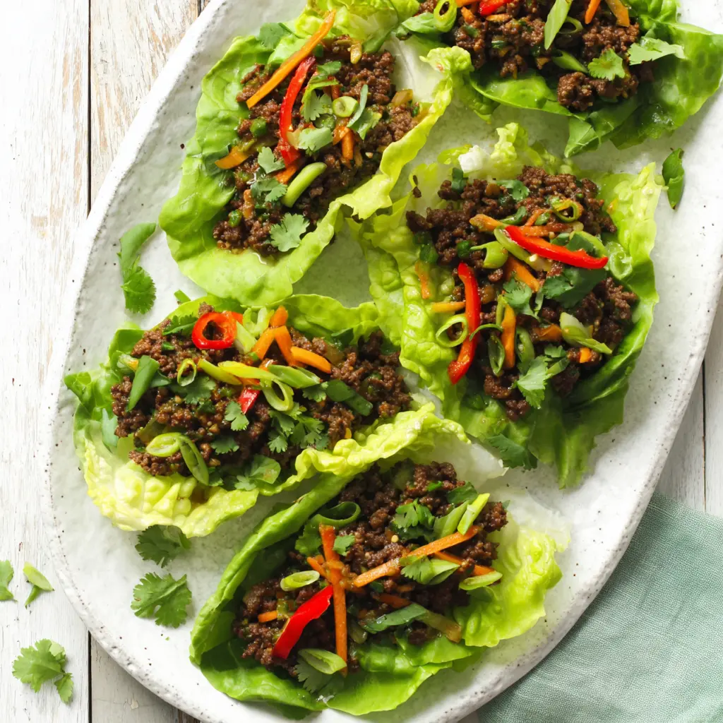 spicy korean beef lettuce boats - final presentation