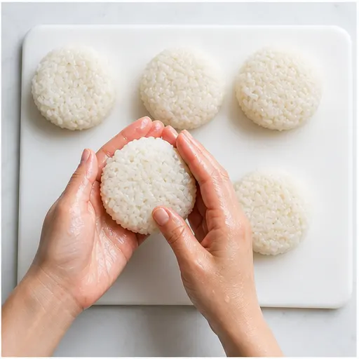 Step 2: Forming rice patties