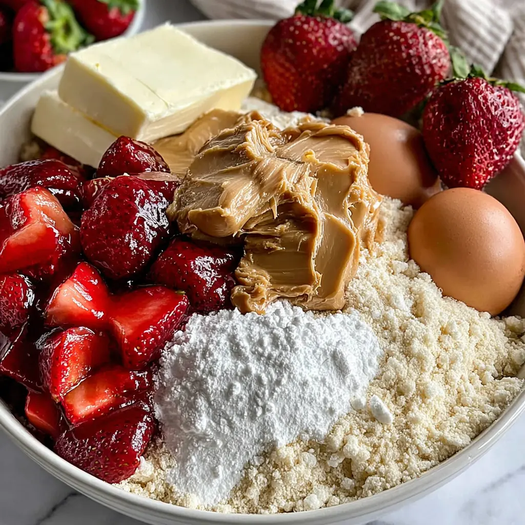 strawberry caramel cream cake - main ingredients