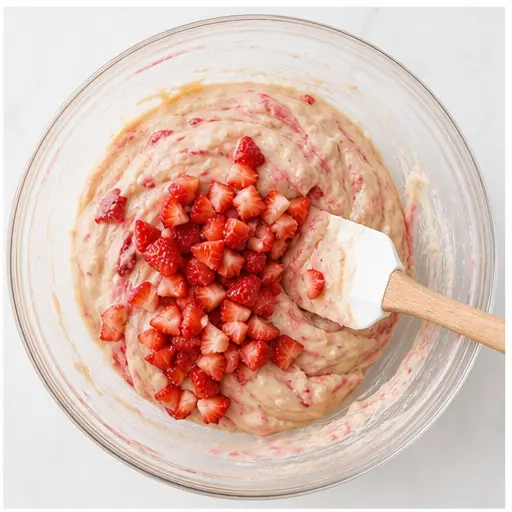 Step 2: Folding strawberries into batter