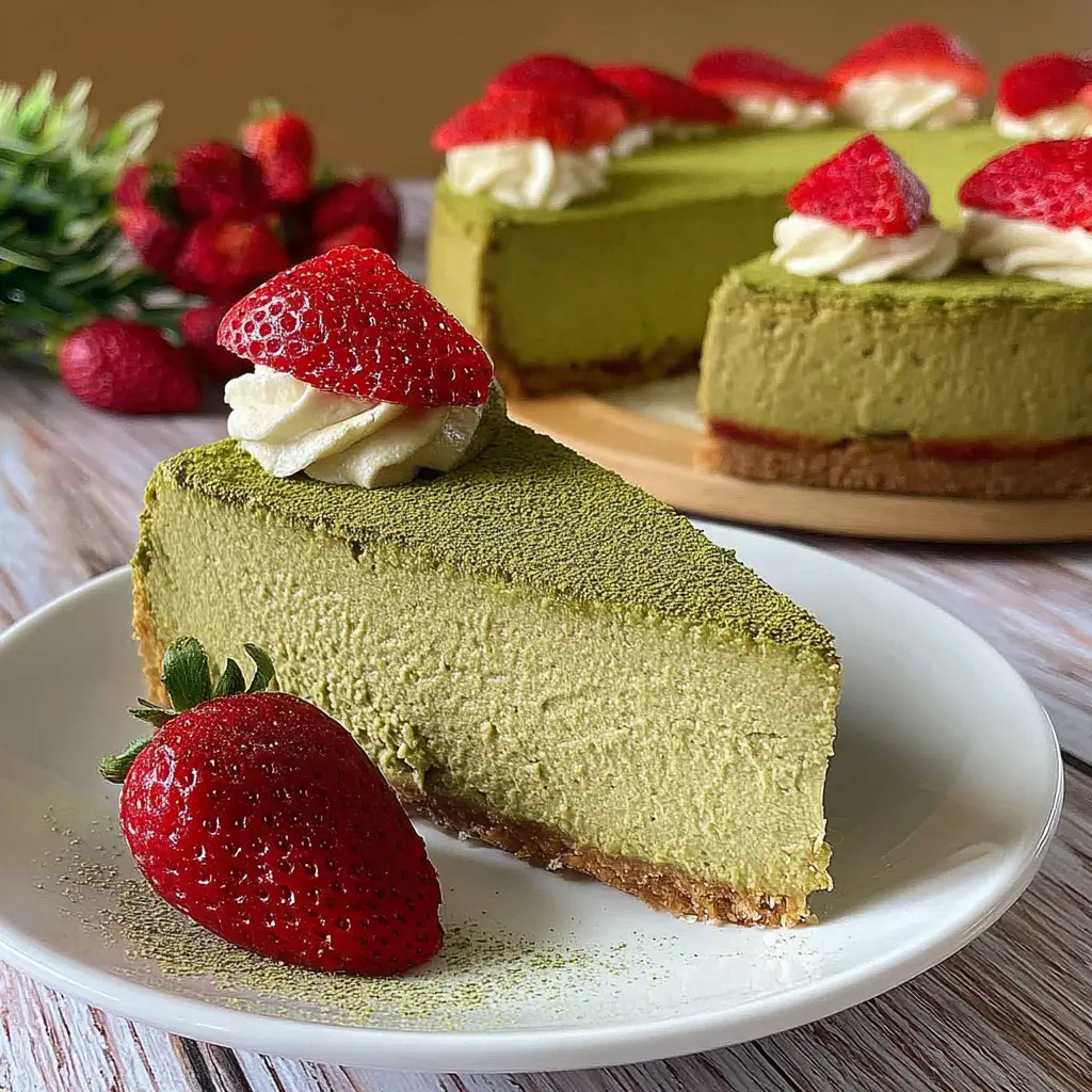 strawberry matcha cheesecake - final presentation