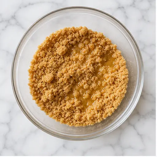 Step 1: Pressing the graham cracker crust into the pan