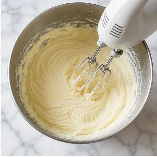 Step 2: Beating the cream cheese filling until smooth