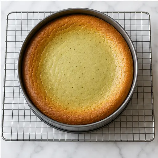 Step 4: Cooling the baked cheesecake on a wire rack