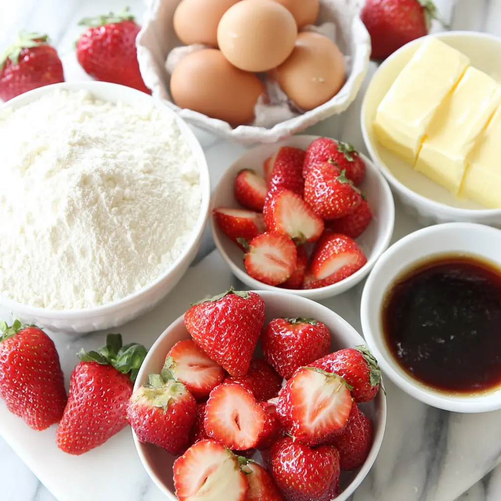 strawberry shortcake layer cake - main ingredients