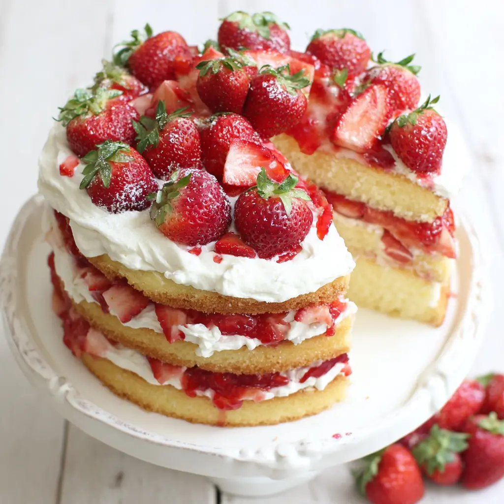 strawberry shortcake layer cake - final presentation