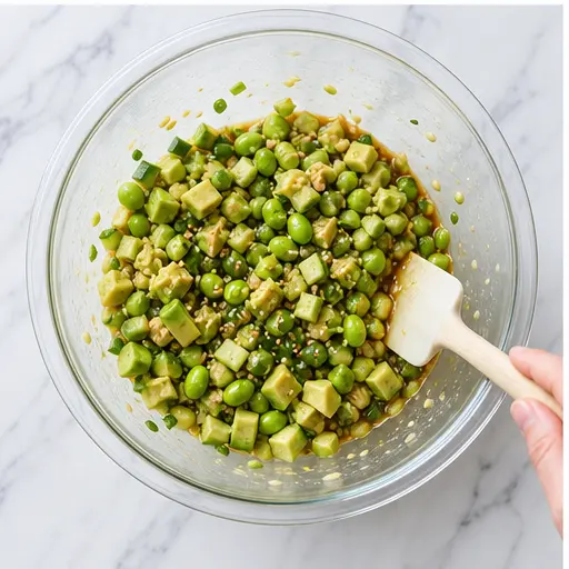 Step 3: Mixing veggie filling in bowl