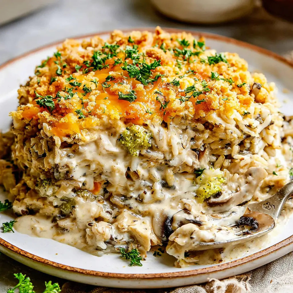 broccoli chicken cheese wild rice casserole - final presentation