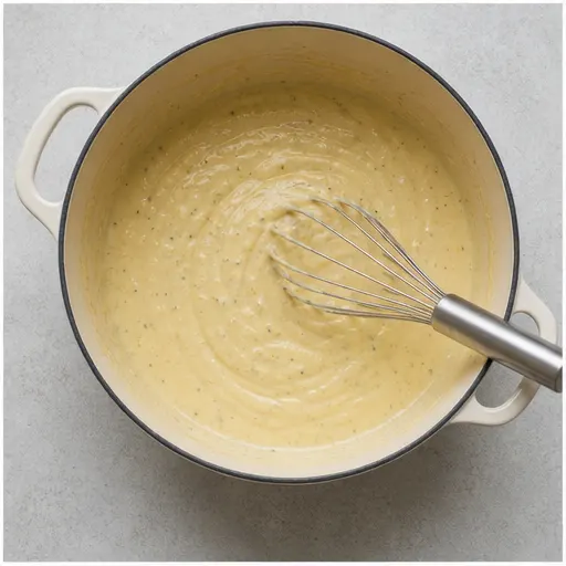 Step 3: Whisking creamy cheese sauce