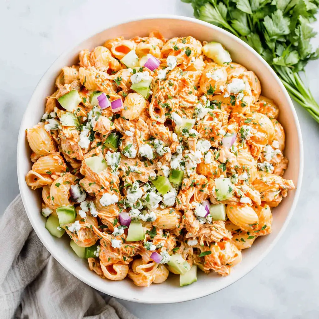 buffalo chicken pasta salad - final presentation
