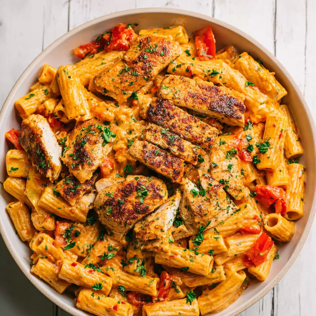 cajun bbq chicken pasta skillet - final presentation