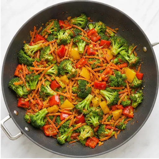 Step 2: Stir-frying crunchy vegetables until tender-crisp