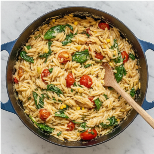 creamy corn tomato orzo - step 4