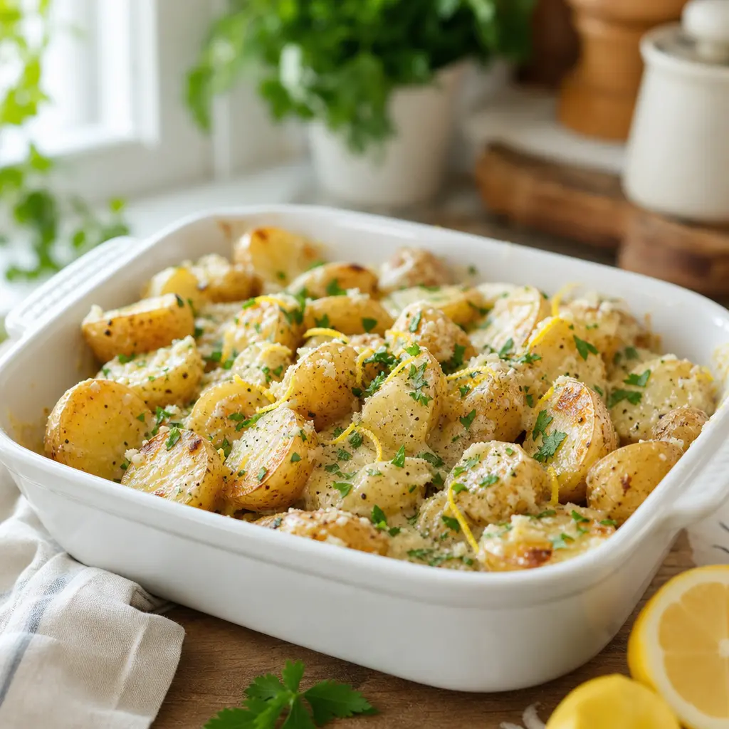 creamy lemon pepper parmesan potatoes recipe - final presentation