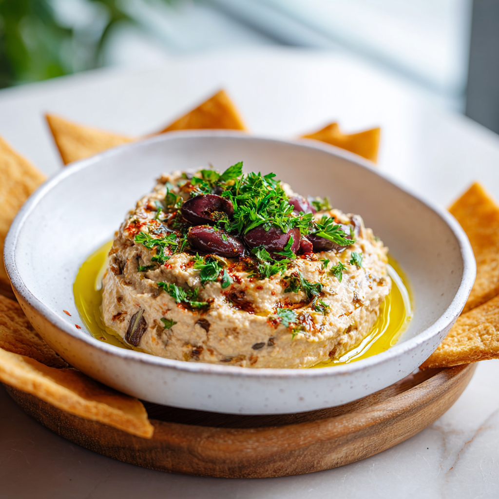 greek roasted eggplant dip melitzanosalata - final presentation