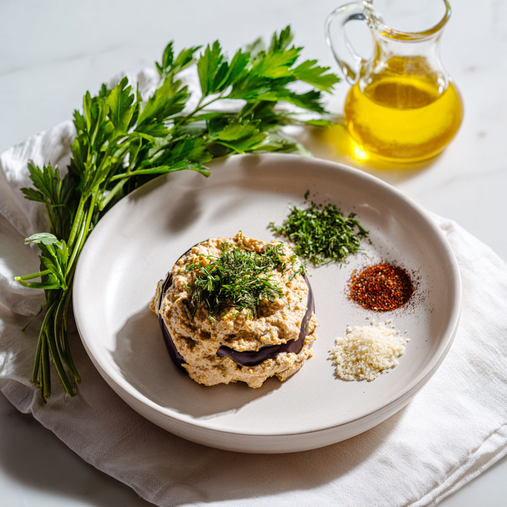 greek roasted eggplant dip melitzanosalata - main ingredients