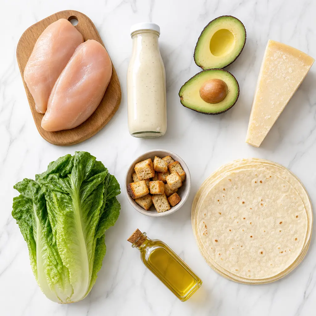 grilled chicken caesar wraps - main ingredients