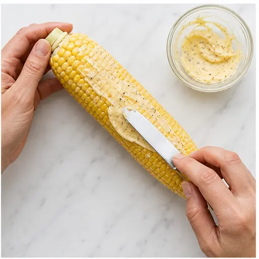 Step 2: Buttering the corn
