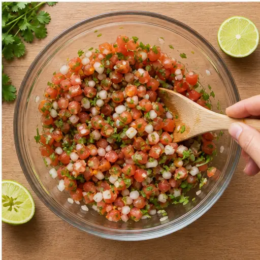 Step 4: Stirring in cilantro and lime juice