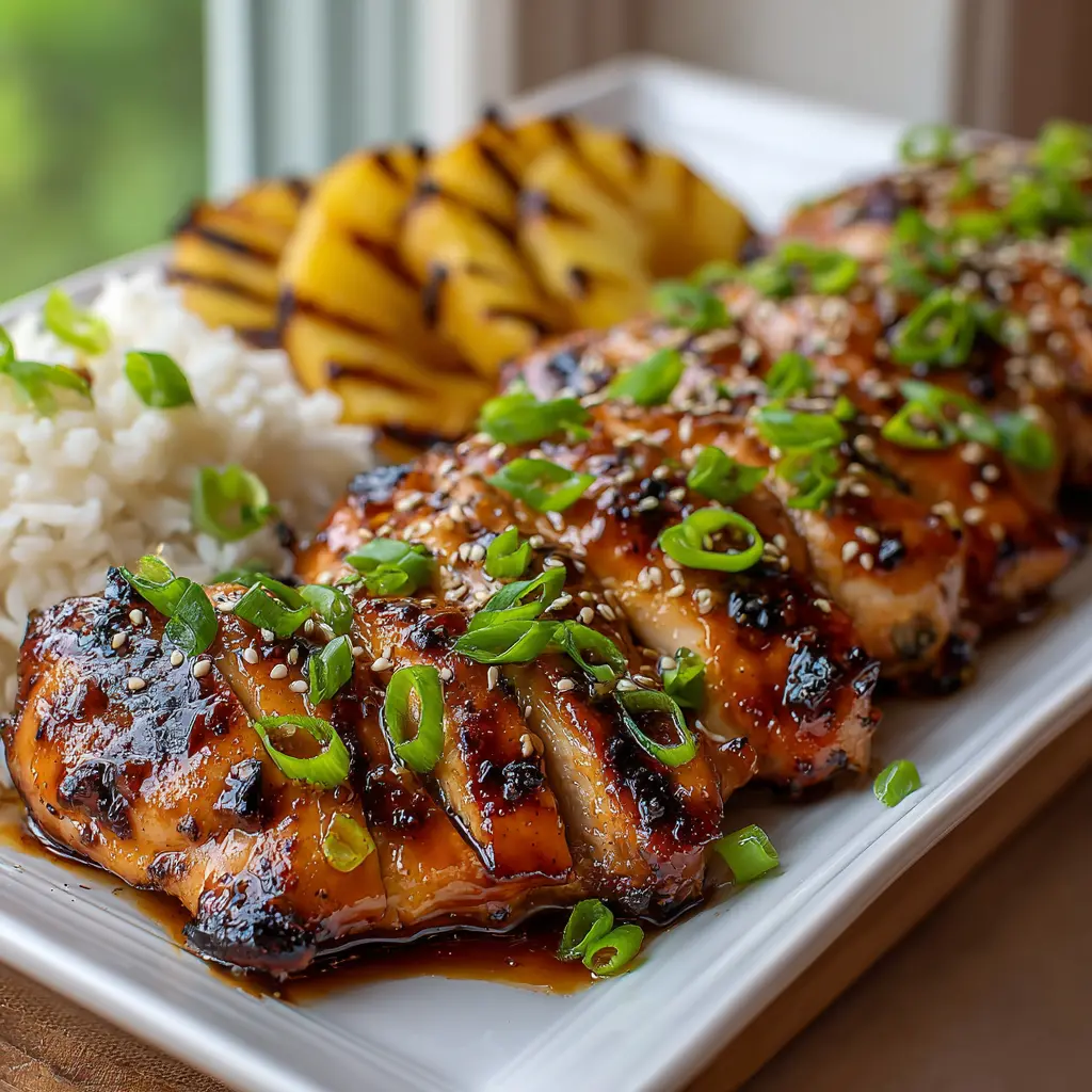 hawaiian teriyaki chicken - final presentation