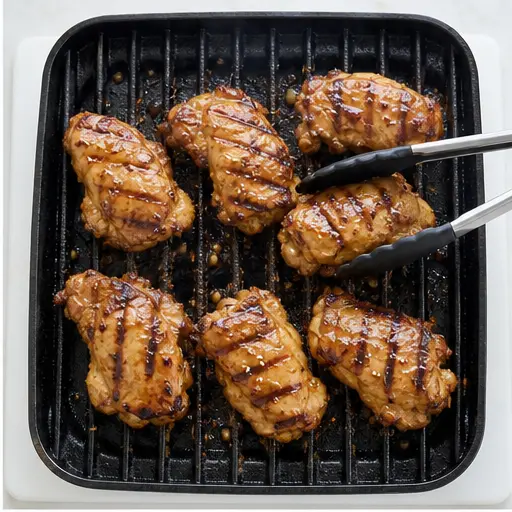 Step 2: Grilling marinated chicken pieces