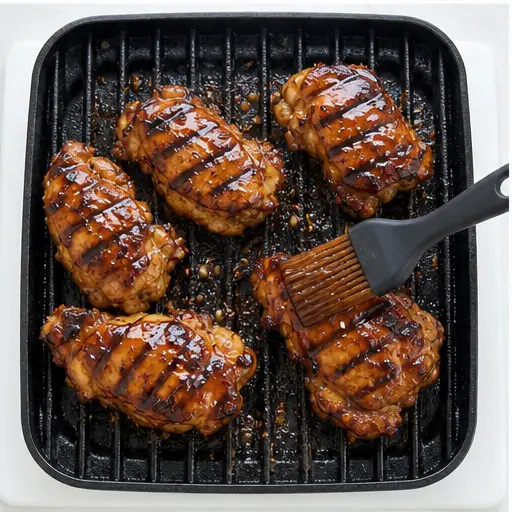 Step 3: Brushing on teriyaki glaze