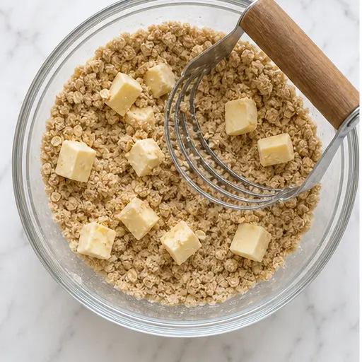 Step 3: Cutting cold vegan butter into the oat mixture