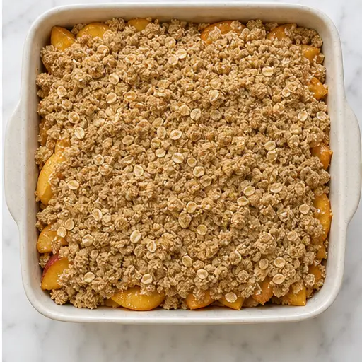 Step 4: Assembling crisp before baking with crumb topping