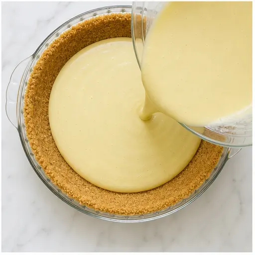 Step 4: Pouring filling into crust