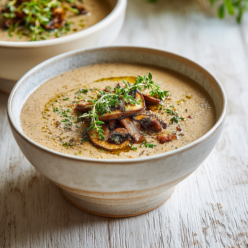 loaded creamy mushroom soup - final presentation