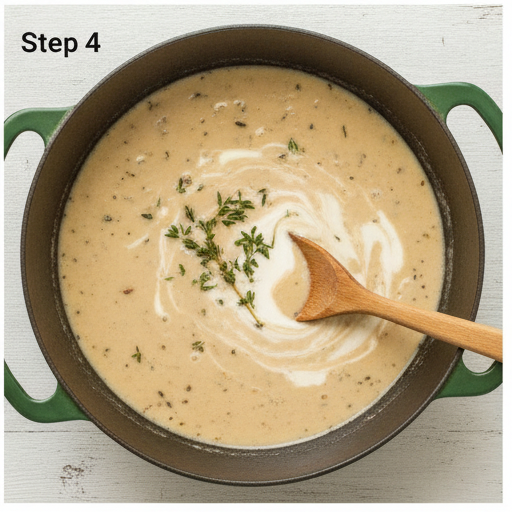 loaded creamy mushroom soup - step 4