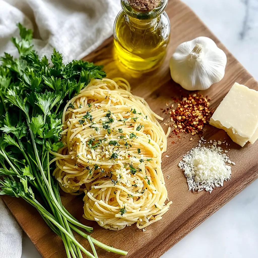 pasta aglio e olio - main ingredients