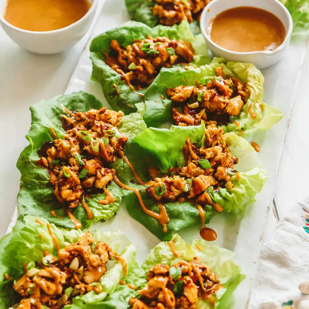 peanut chicken lettuce wraps - final presentation