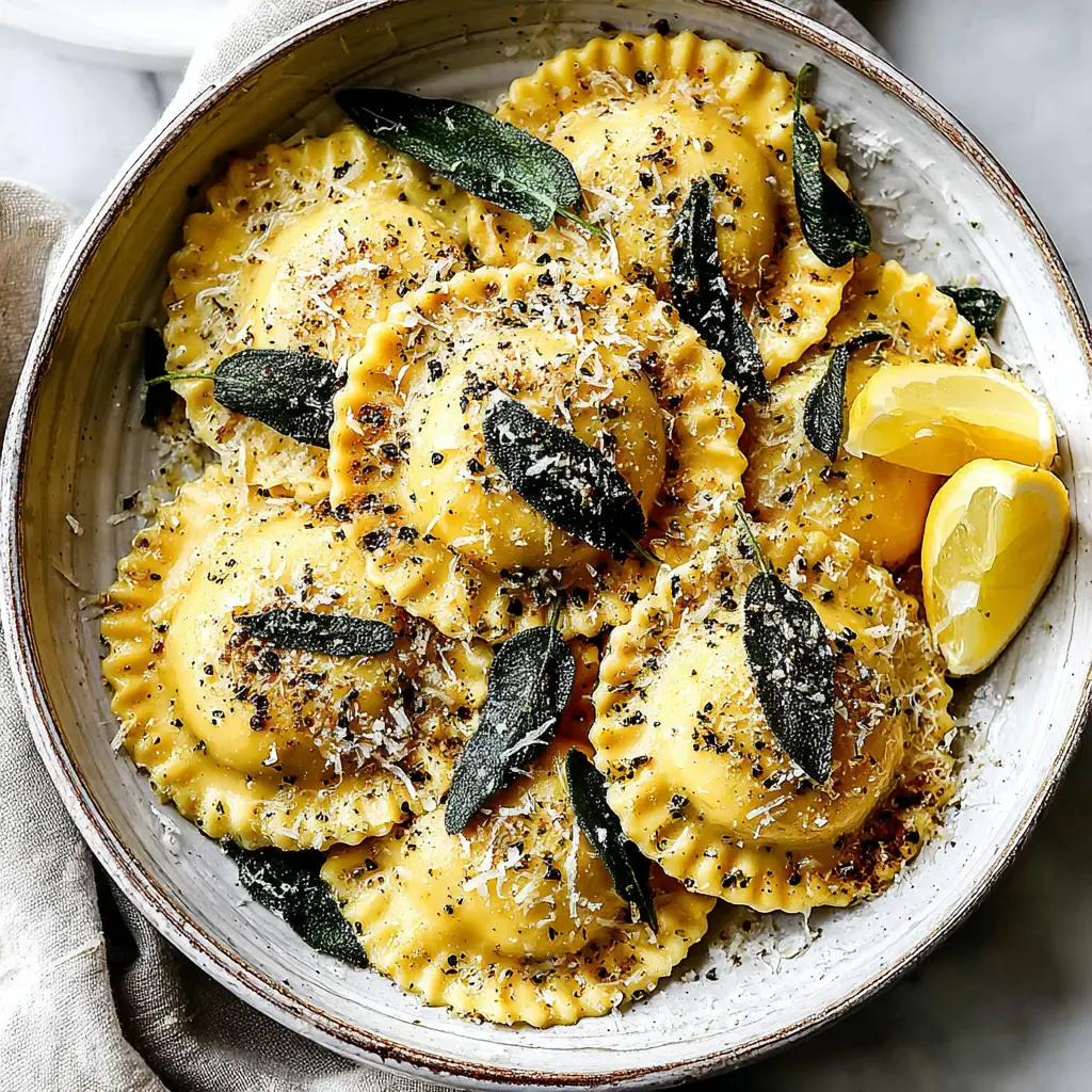 ravioli with sage butter sauce - final presentation