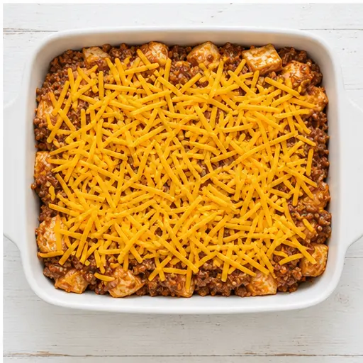 Step 4: Assembling the casserole with cheese topping