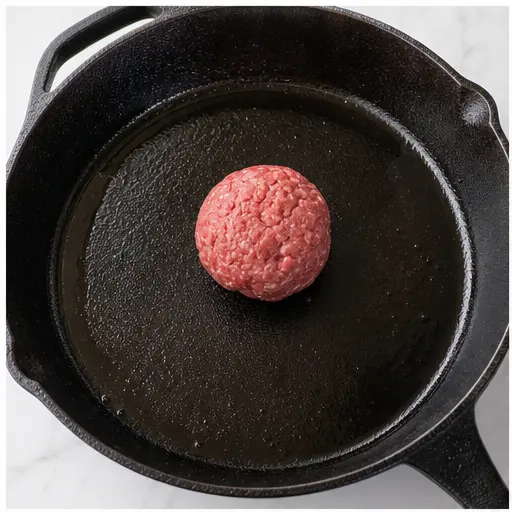 Step 1: Forming ground beef into balls for smash burgers
