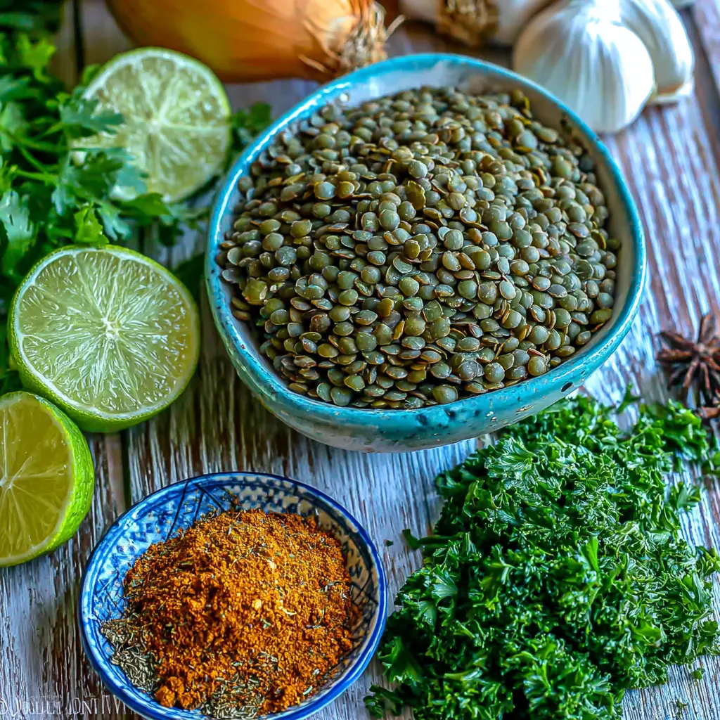 spicy lentil soup - main ingredients